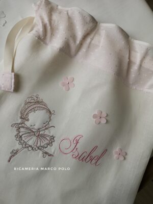 Ballerina. Sacca primo cambio lino panna