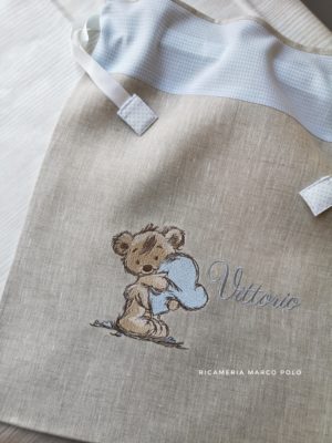 Sacca Orsetto con cuore azzurro