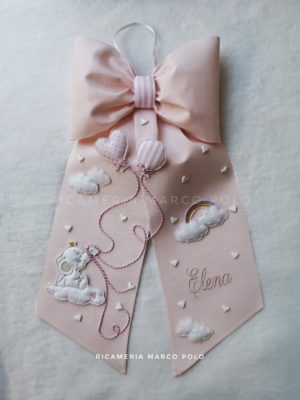 Elefantino su nuvola lino rosa cipria