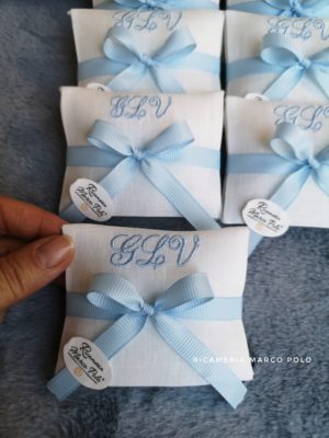 Mini Ma01 in lino bianco con 3 iniziali