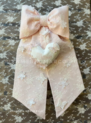 Amore e cuore pizzo Rebrodè Lino rosa cipria