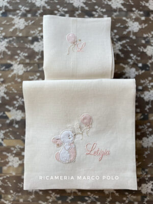 Lenzuolino coniglietto e farfalla rosa