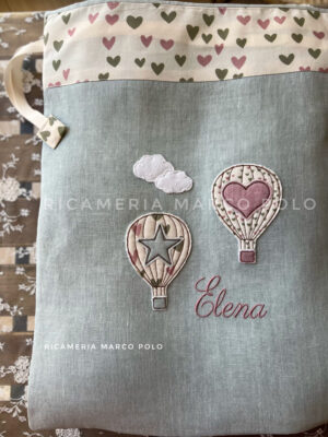 Mongolfiere verde menta e rosa antico