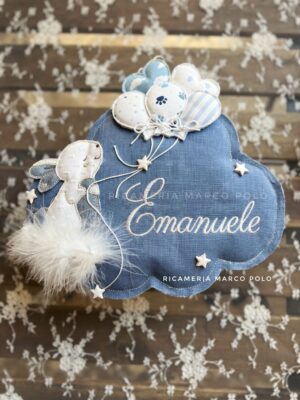 Nuvola con coniglio e 5 palloncini, lino avion