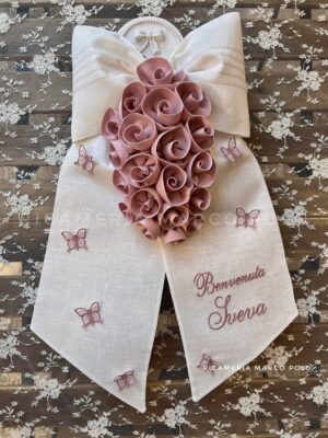 Fiocco di nascita in lino per bimba