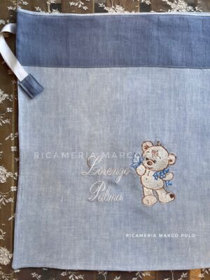 sacca primo cambio in lino personalizzata